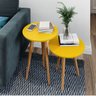 Conjunto de Mesa com Pé Palito Redonda Lateral e Apoio Lirio:amarelo - 3