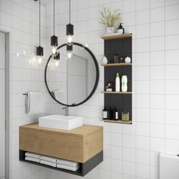 Espelho Redondo de Parede Estilo Minimalista 60 Cm - Moema - Preto - 4