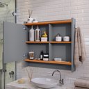 Ver imagem 4 de Armário Aéreo Espelheira Armarinho para Banheiro com Espelho Genova - Cinza/cinamomo - Lojas Rpm