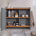 Ver imagem 3 de Armário Aéreo Espelheira Armarinho para Banheiro com Espelho Genova - Cinza/cinamomo - Lojas Rpm