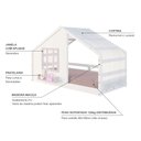 Ver imagem 5 de Cama Montessoriano Casinha com Cortina Madeira Maciça Branco/Rosa Housin