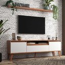 Ver imagem 1 de Rack com Prateleira 180cm Mdf Nogal com Branco Dallas - On Móveis