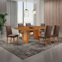 Ver imagem 7 de Mesa de Jantar Carolina 180cm Tampo MDF Canto Copo Laminado com 6 Cadeiras Lira