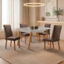 Ver imagem 2 de Mesa de Jantar Copper 120cm Madeira Tampo Vidro Canto Copo com 4 Cadeiras Lira