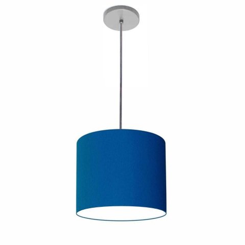 Lustre Luminária Pendente Vivare Free Lux Pe-4107cz Cúpula em Tecido 25x20cm Azul-marinho Canopla