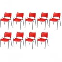 Ver imagem 1 de Cadeira Iso Base Cinza Escola, Escritório Vermelho Kit 9 Un