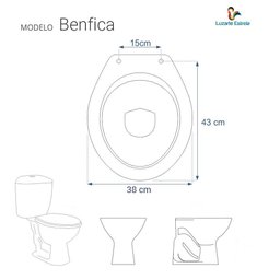 Tampa de Privada Poliéster Benfica Preto para Louça Luzarte - 3