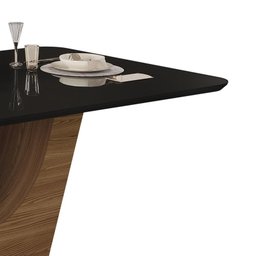 Mesa de Jantar Lili Tampo Chanfrado 170x90 com 6 Cadeiras Lucila Preto/Carvalho Europeu/Suede Cinza - 4 Mesa de Jantar Lili Tampo Chanfrado 170x90 com 6 Cadeiras Lucila Preto/Carvalho Europeu/Suede Cinza - 4
