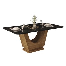 Mesa de Jantar Lili Tampo Chanfrado 170x90 com 6 Cadeiras Lucila Preto/Carvalho Europeu/Suede Cinza - 3 Mesa de Jantar Lili Tampo Chanfrado 170x90 com 6 Cadeiras Lucila Preto/Carvalho Europeu/Suede Cinza - 3