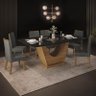 Mesa de Jantar Lili Tampo Chanfrado 170x90 com 6 Cadeiras Lucila Preto/Carvalho Europeu/Suede Cinza - 2