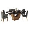 Mesa de Jantar Lili Tampo Chanfrado 170x90 com 6 Cadeiras Lucila Preto/Carvalho Europeu/Suede Cinza - 1
