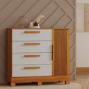 Ver mais imagens de Guarda Roupa Casal Andorinha 6 Portas com Cômoda 4 Gavetas MDF Naturalle Off White Valdemóveis