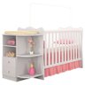 Berço com Cantoneira e Guarda Roupa Doce Sonho com Nicho Cor Branca Brilho - Qmovi - 2