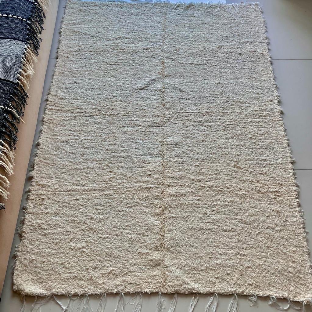 Tapete para Sala Felpudo e Peludo Estilo Boho Rustico Algodão Tear Artesanal 1,50 X 2,00 - Cru - 4