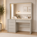 Ver imagem 1 de Camarim Espelho com LED e Tomada MDF Glow -Belaris Móveis:Off White