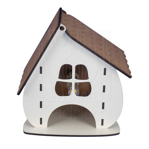 Luminária Abajur de Mesa Casinha Madeira G9 Decoração