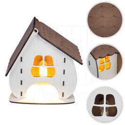 Luminária Abajur de Mesa Casinha Madeira G9 Decoração - 5