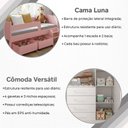 Ver imagem 4 de Conjunto Quarto Infantil Cama Luna Plus Rosa + Cômoda Versátil Branca + Guarda-Roupa Paris - Branco