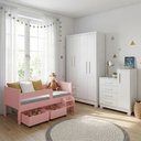 Ver imagem 3 de Conjunto Quarto Infantil Cama Luna Plus Rosa + Cômoda Versátil Branca + Guarda-Roupa Paris - Branco