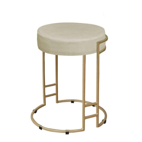 Puff Decorativo Sarah Sala e Recepção Metal Dourado Veludo