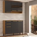 Ver imagem 6 de Cozinha Compacta Notte 6 Portas 2 Gavetas 100% Mdf com Vidro Amêndoa/chumbo - Panorama Móveis