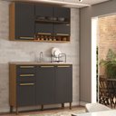 Ver imagem 3 de Cozinha Compacta Notte 6 Portas 2 Gavetas 100% Mdf com Vidro Amêndoa/chumbo - Panorama Móveis