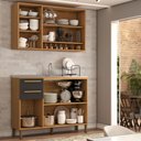 Ver imagem 4 de Cozinha Compacta Notte 6 Portas 2 Gavetas 100% Mdf com Vidro Amêndoa/chumbo - Panorama Móveis