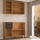 Ver imagem 5 de Cozinha Compacta Notte 6 Portas 2 Gavetas 100% Mdf com Vidro Amêndoa/chumbo - Panorama Móveis