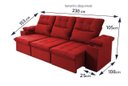 Ver imagem 3 de Sofá Retrátil Reclinável Verona Usb + Porta Copo 2,30m Suede Velut Vermelho C/ Molas no Assento