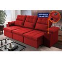 Ver imagem 2 de Sofá Retrátil Reclinável Verona Usb + Porta Copo 2,30m Suede Velut Vermelho C/ Molas no Assento