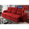 Sofá Retrátil Reclinável Verona Usb + Porta Copo 2,30m Suede Velut Vermelho C/ Molas no Assento - 2