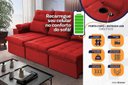 Ver imagem 4 de Sofá Retrátil Reclinável Verona Usb + Porta Copo 2,30m Suede Velut Vermelho C/ Molas no Assento