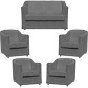 Ver imagem 1 de Kit Namoradeira Decorativa + 4 Poltronas para Sala Manicure Recepção Consultório Mila Suede
