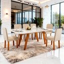 Ver imagem 1 de Sala de Jantar 180x90 Mavie Vidro Off Cad. Ayla Linho Off