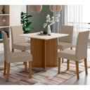 Ver imagem 1 de Conjunto Sala de Jantar Quadrada Mesa Helo 90cm e 04 Cadeiras Josi Poliman Móveis
