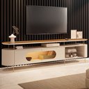 Ver imagem 1 de Rack para Sala de Estar TV 85 pol Orgânico Sâmia B01 Off White Cinamomo - Lyam Decor