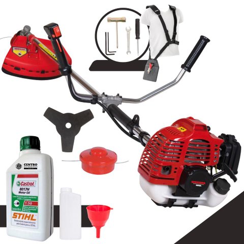 Roçadeira Cortador Aparador de Grama Á Gasolina Kawashima Kw52-l Kw52l + Óleo Stihl 2t