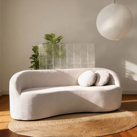 Sofá 2 Lugares Orgânico 160cm Fava CabeCasa MadeiraOriginals Branco Offwhite