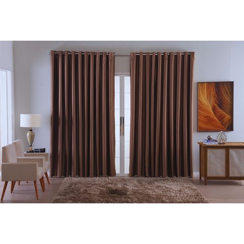 Cortina para Sala Quarto Blackout Tecido 2,00x1,30 Ellegance:chocolate
