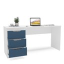 Ver imagem 4 de Escrivaninha para Escritório Madri 3 Gavetas 163cm Azul E Branco