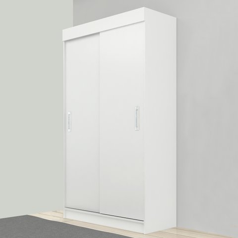 Armário Guarda-Roupa para Quarto 93 Cm Portas Correr MDP Laka Branco Berlim - ClickLar