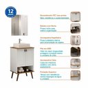 Ver imagem 6 de Gabinete para Banheiro com Cuba e Armário com Espelho 50cm Denver Yescasa Branco/Carvalho
