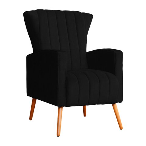 Poltrona Decorativa para Sala Melinda Suede Preto - Fm