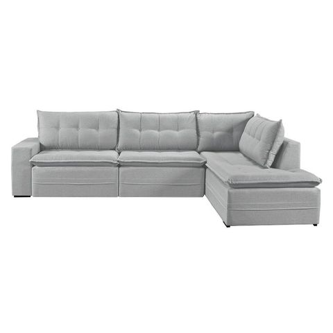 Sofá Retratil com Chaise Direita Titan 7 Lugares 3,56m Tecido Linho