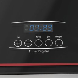 Fogão 5 Bocas Preto com Frente em Vidro Preto e Timer Digital Dako Diplomata Grill Bivolt - 5