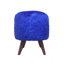 Ver imagem 1 de Puff Pé Palito Redondo Não É Segredo Astracan Pelúcia Azul 40x45