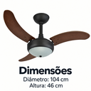 Ver imagem 4 de Ventilador de Teto Infinity Lux 2003 Preto com Pás Tabaco com Controle