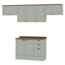 Ver imagem 2 de Cozinha Compacta Modulada 100% MDF 4 Peças com Tampo e Pés Reguláveis 260x230x52cm Verde