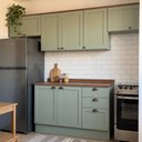 Ver imagem 1 de Cozinha Compacta Modulada 100% MDF 4 Peças com Tampo e Pés Reguláveis 260x230x52cm Verde