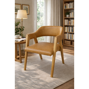 Poltrona Master Luxo em Couro Caramelo Artesanal - Madeira de Demolição